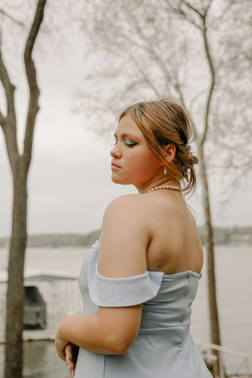 a woman in a white dress