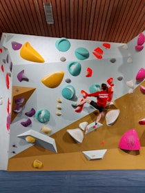 a person climbing a wall