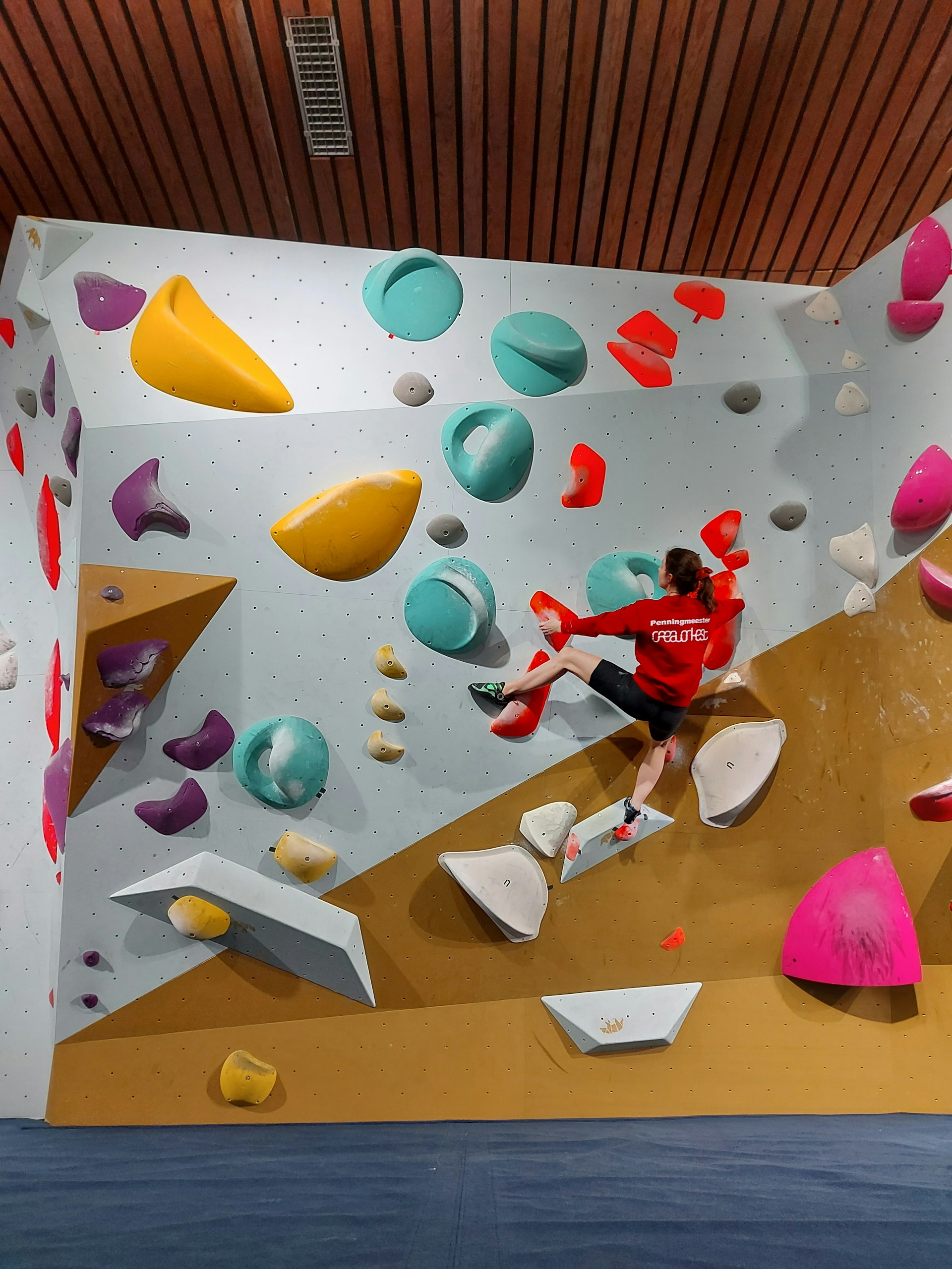 a person climbing a wall
