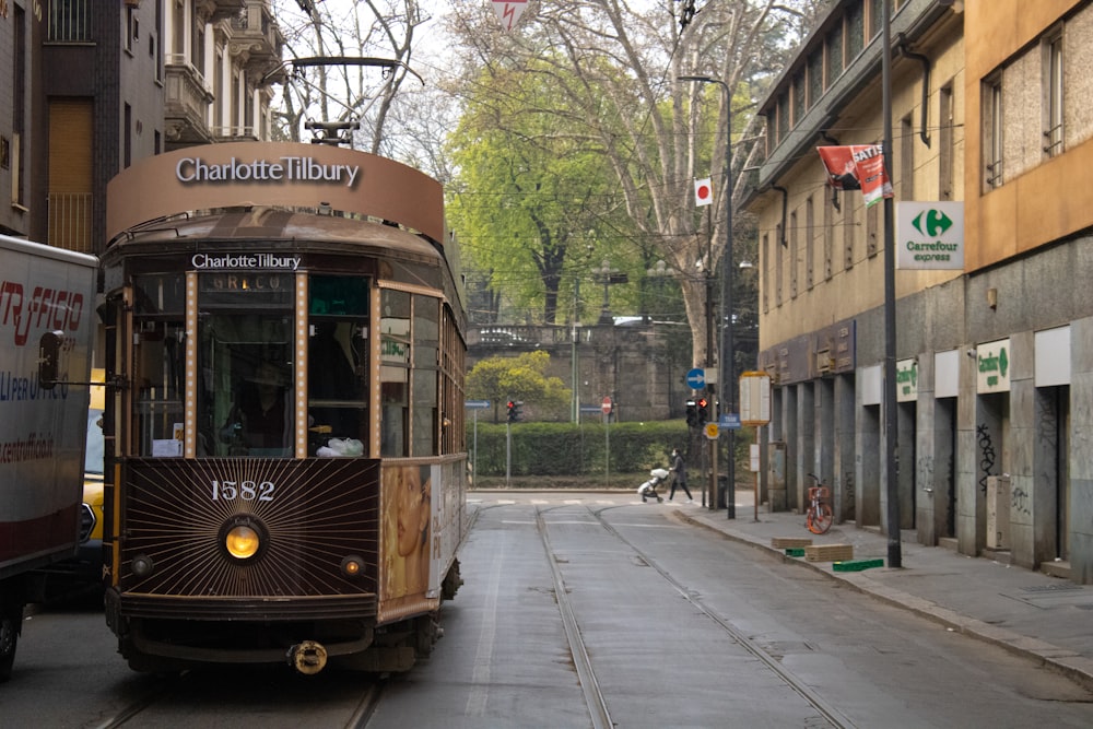 a trolley on a street