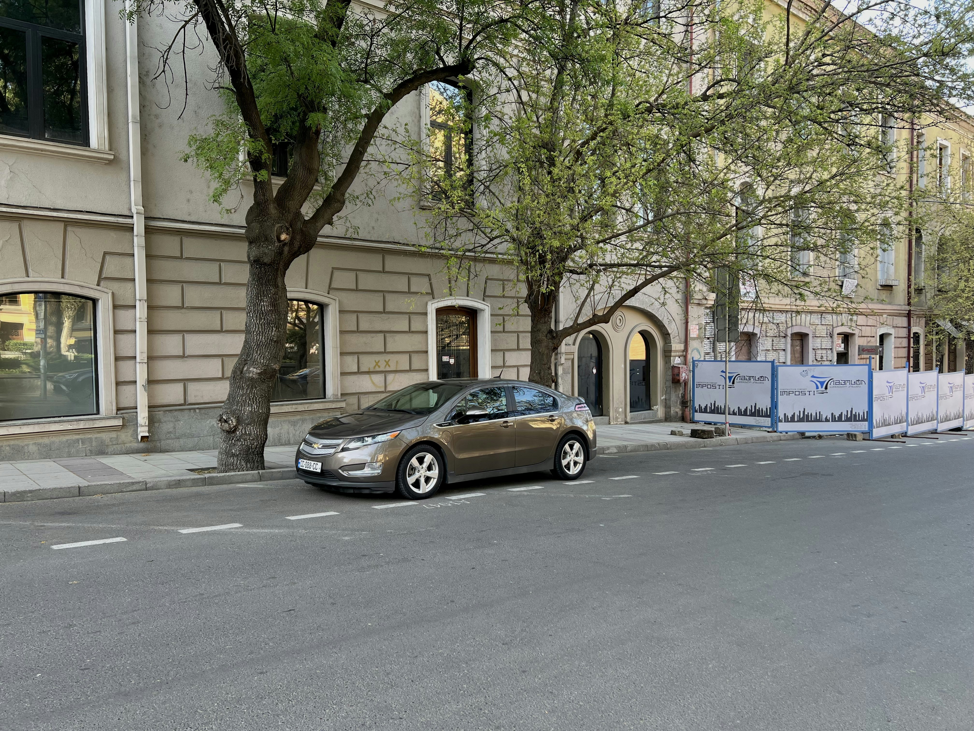 a car parked on the side of a road