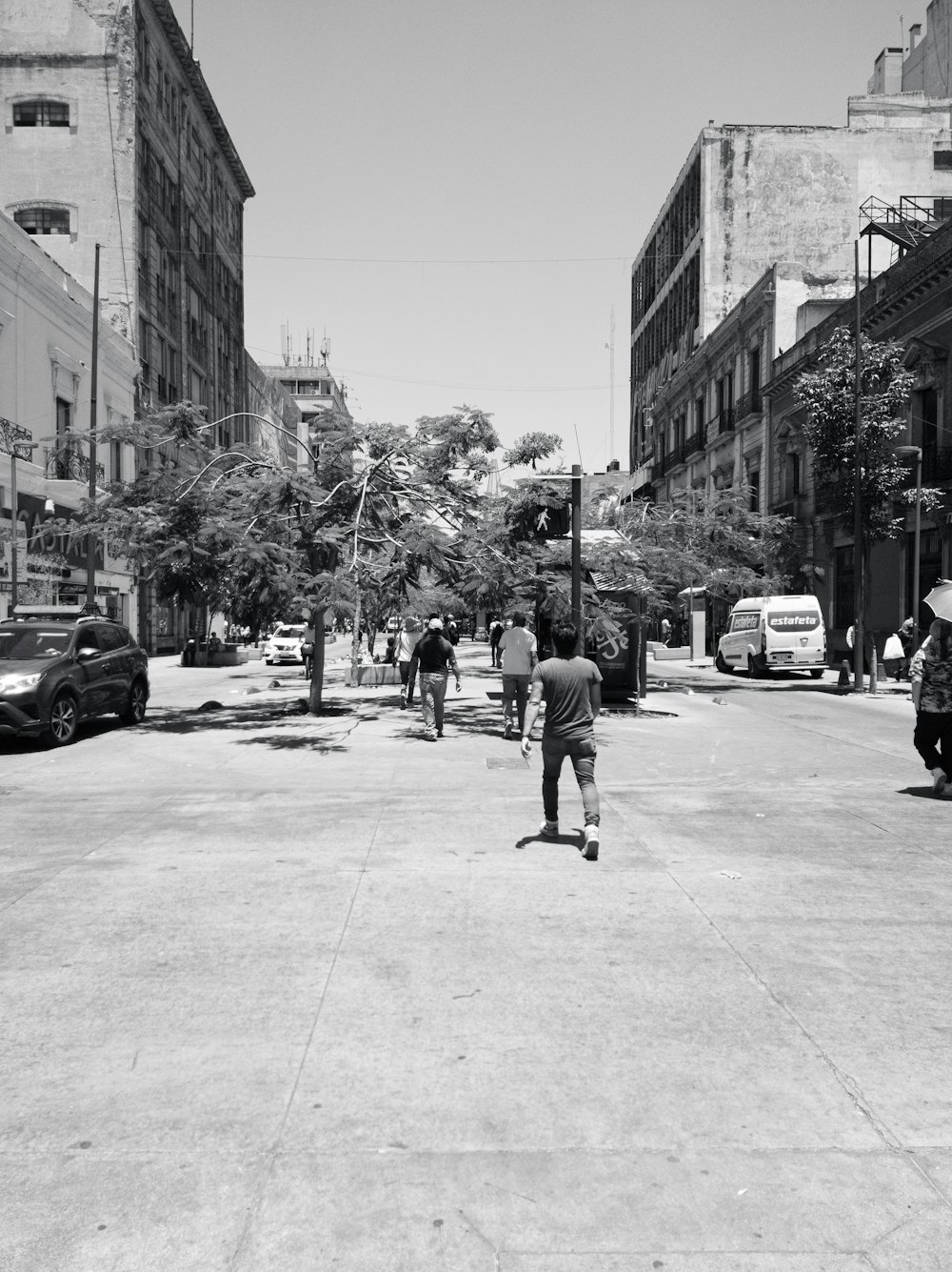 a person skateboards down a street