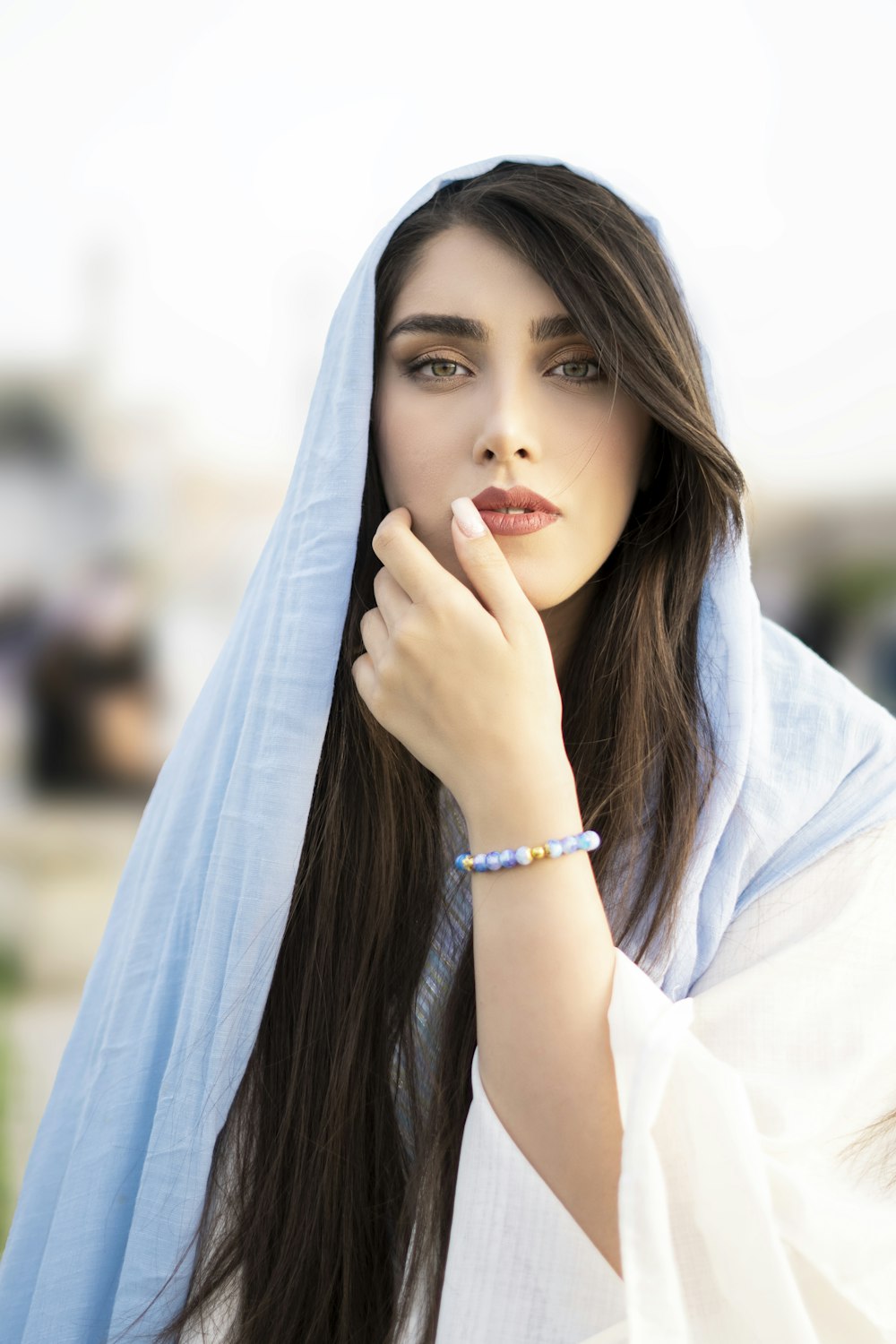 a woman with long hair