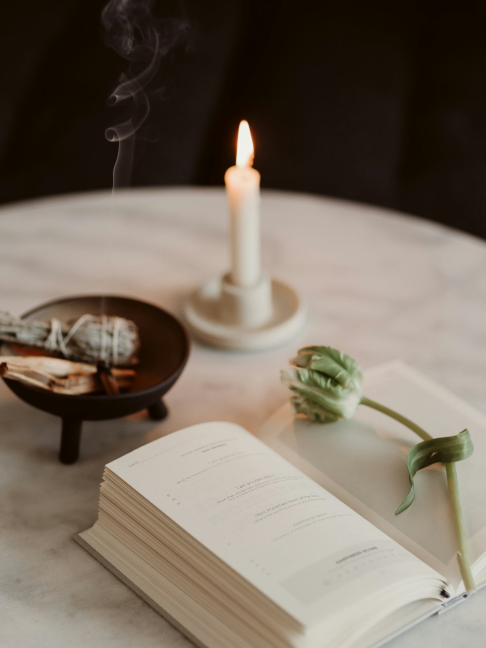 a candle on a table