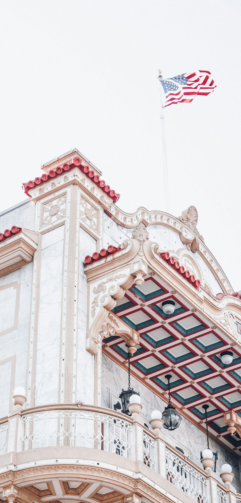 a flag on a building