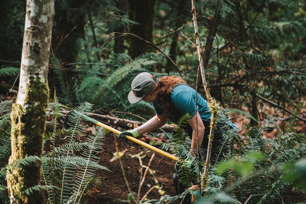 a man in a forest