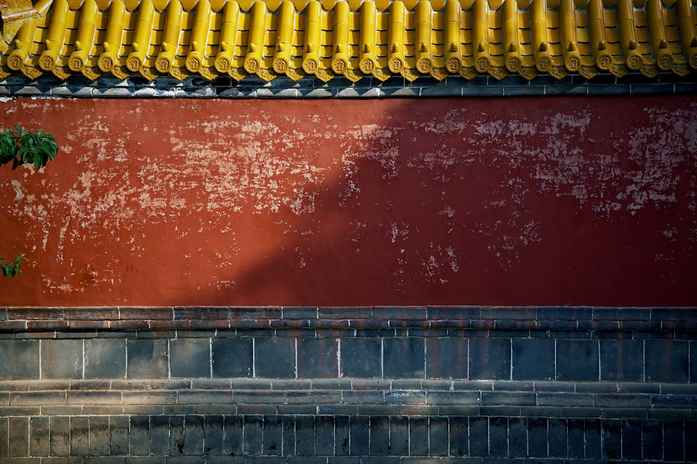 a red and blue wall