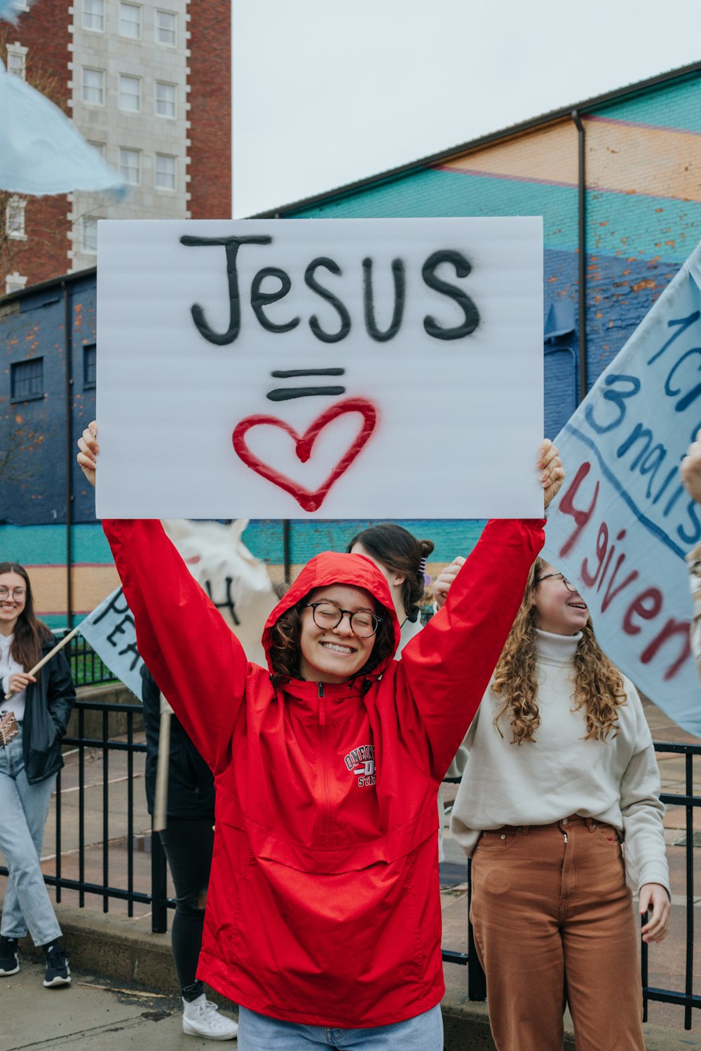 a person holding a sign