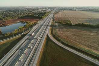 a high angle view of a highway