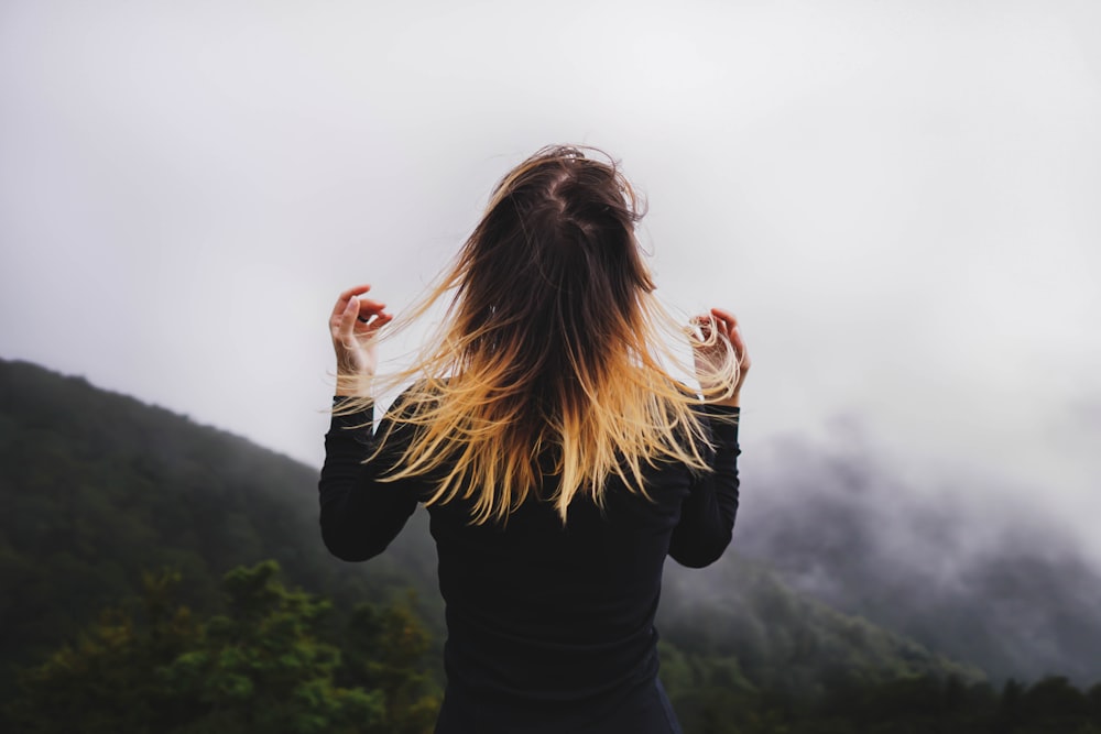 a woman with long hair