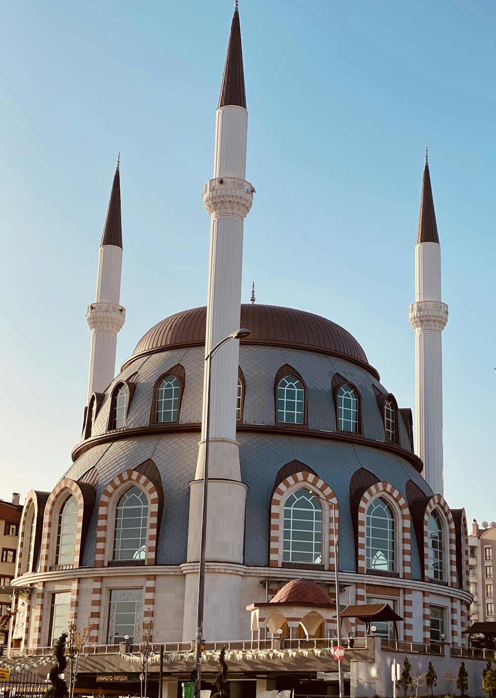 a large building with towers