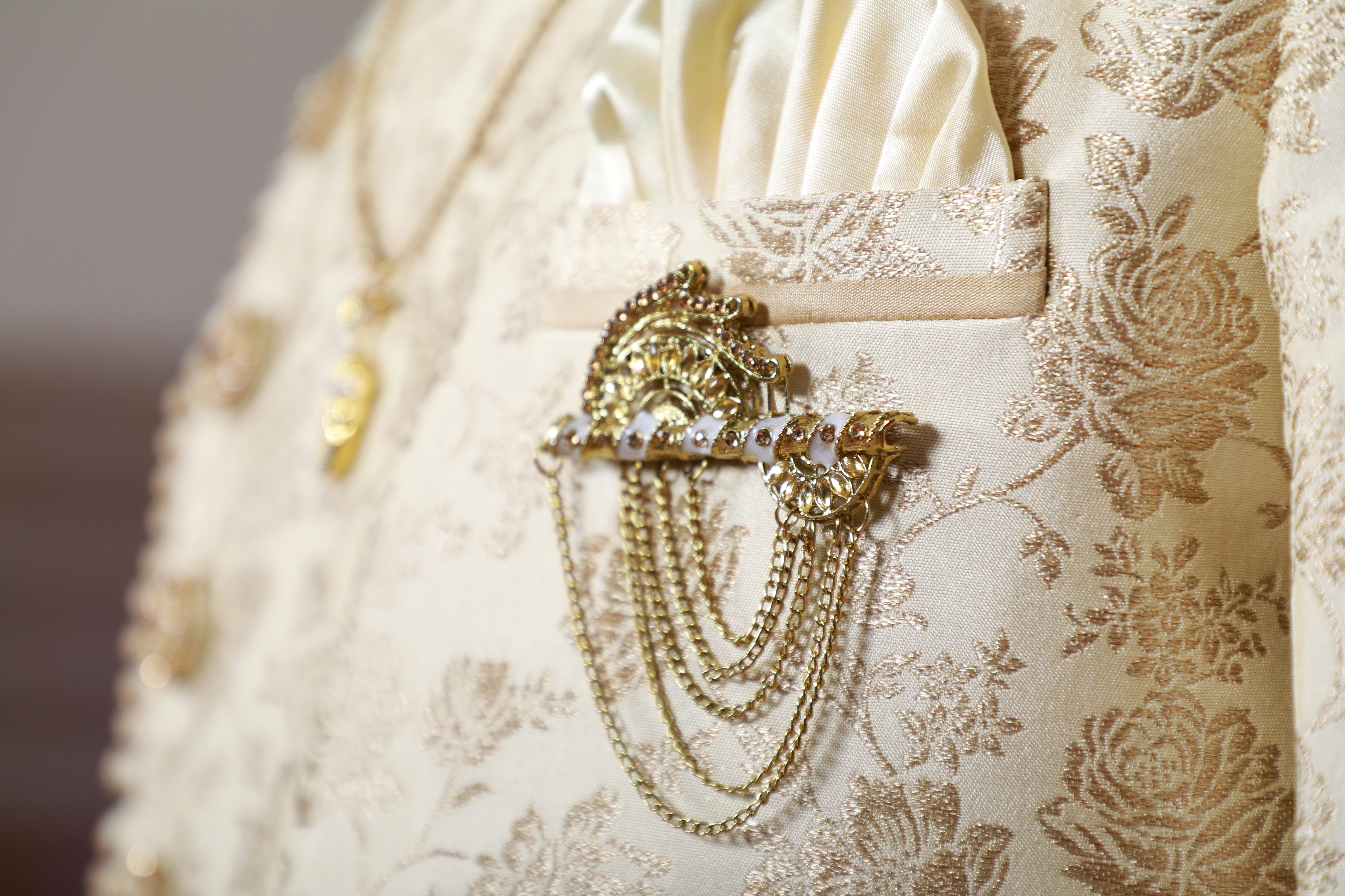 a gold and silver dress