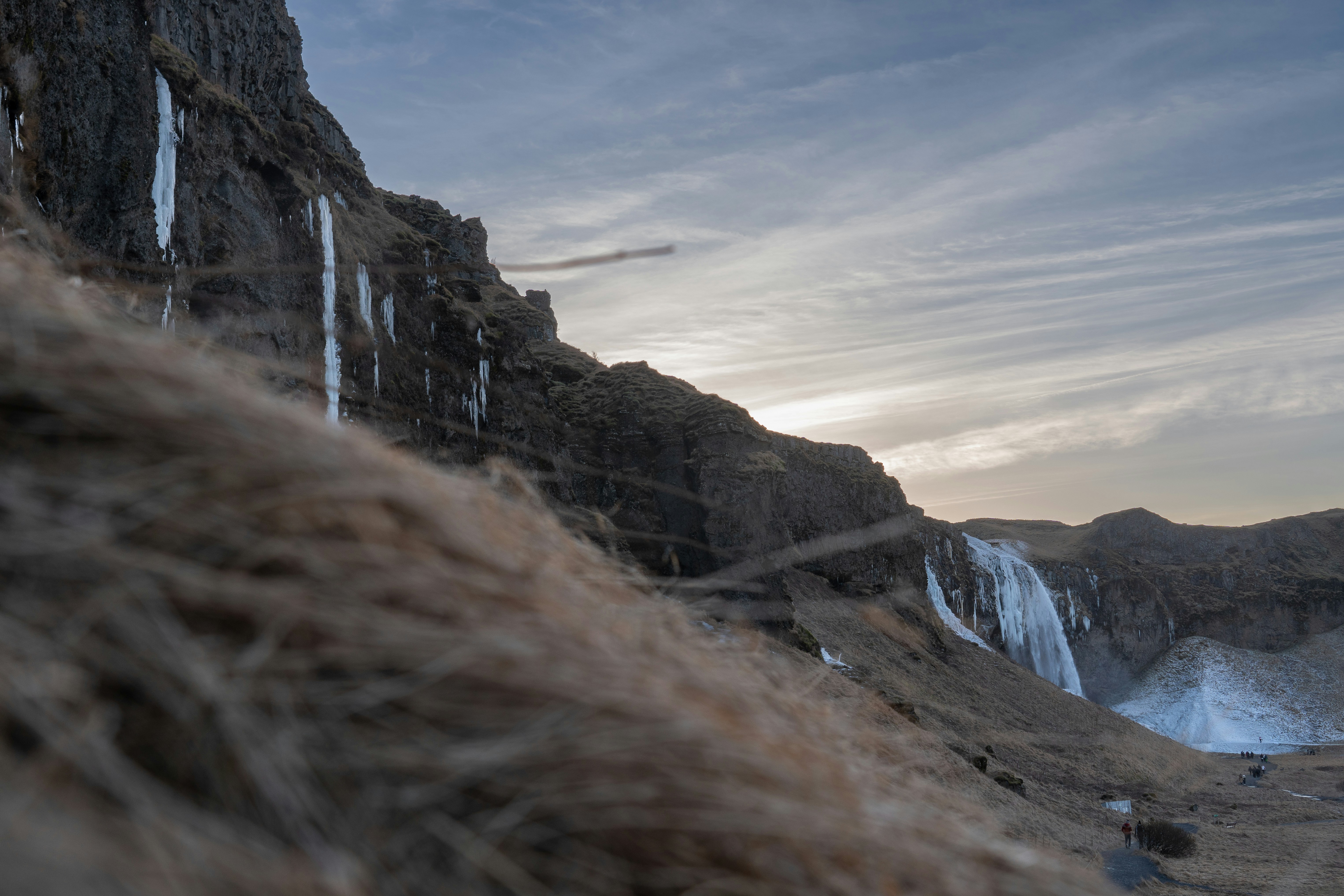 a waterfall in a canyon