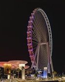 a ferris wheel at night