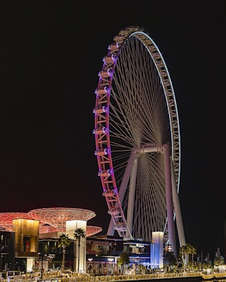 a ferris wheel at night