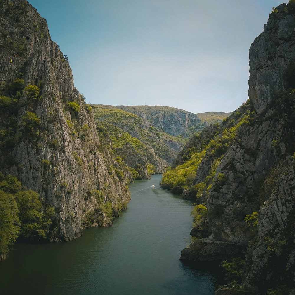 a river between rocky cliffs