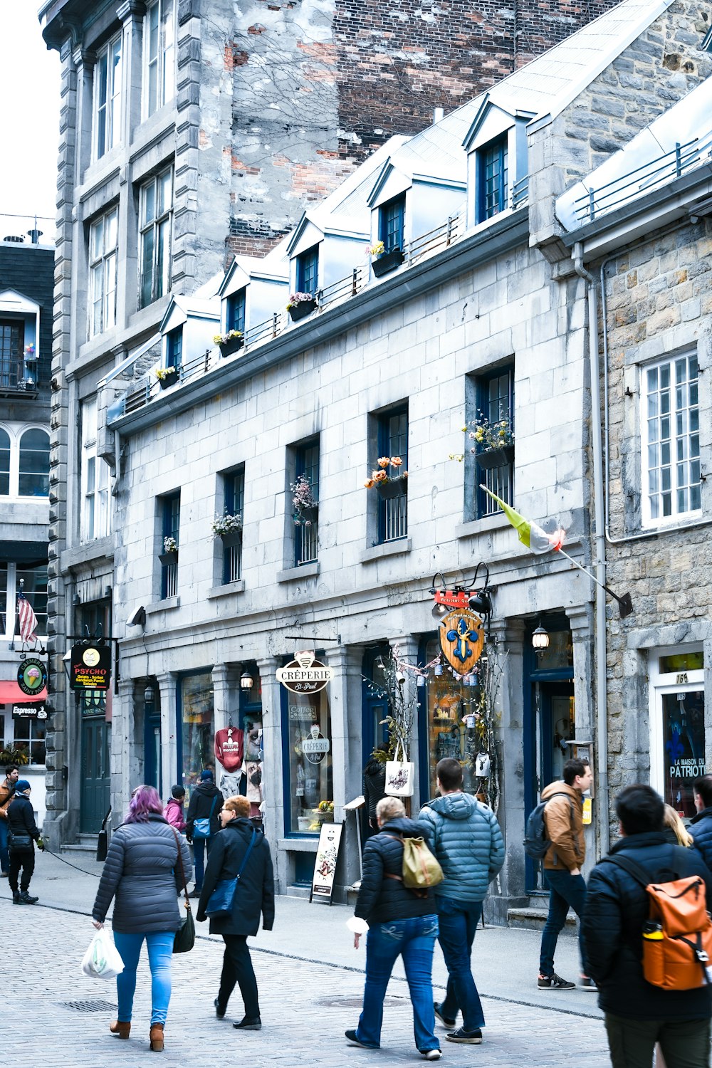 people walking on a street