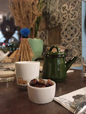 A cozy scene of a family enjoying dates together in a warm, inviting kitchen.