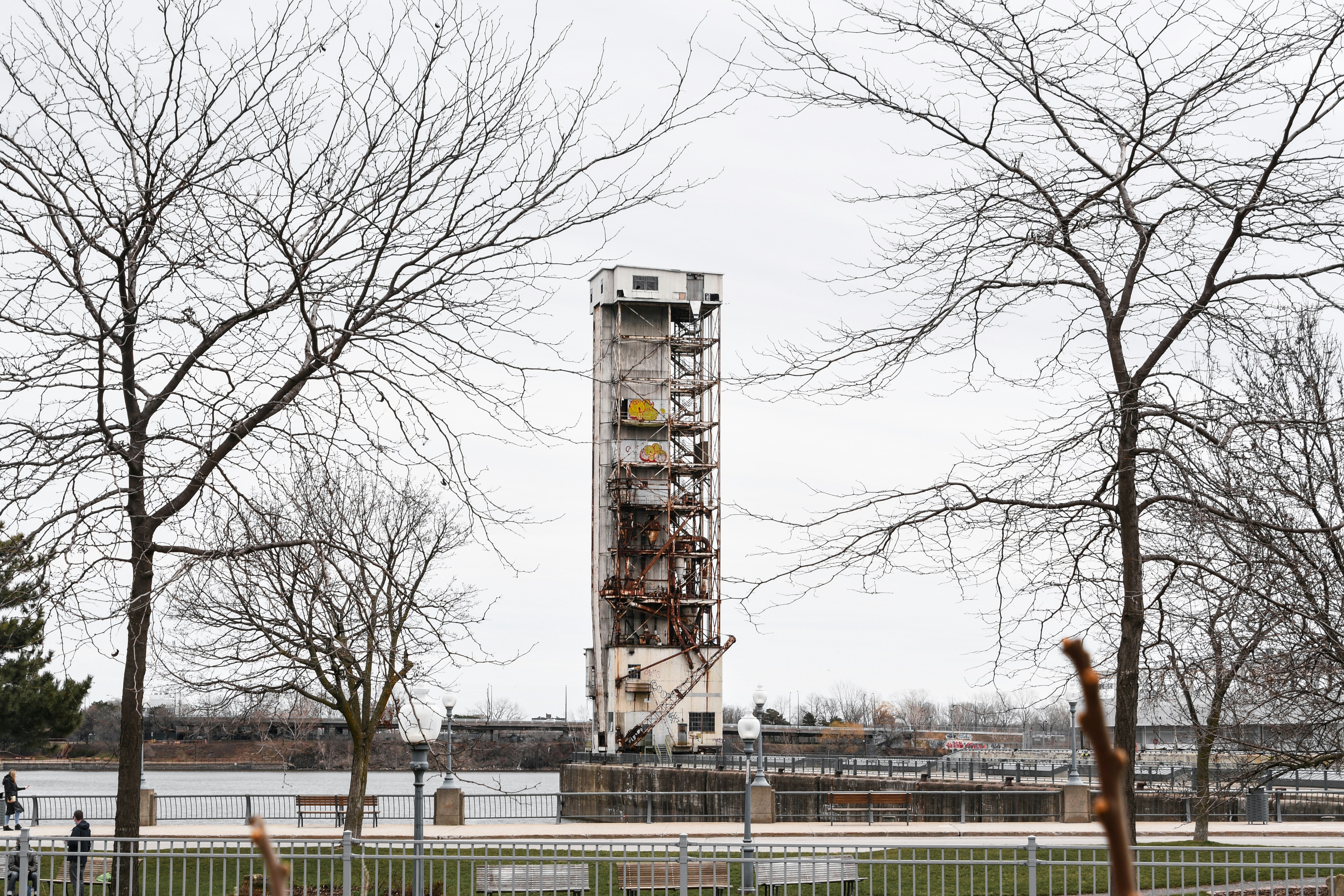 Historic Water Tower standing amid rebuilding efforts after Great Chicago Fire - chicago heritage