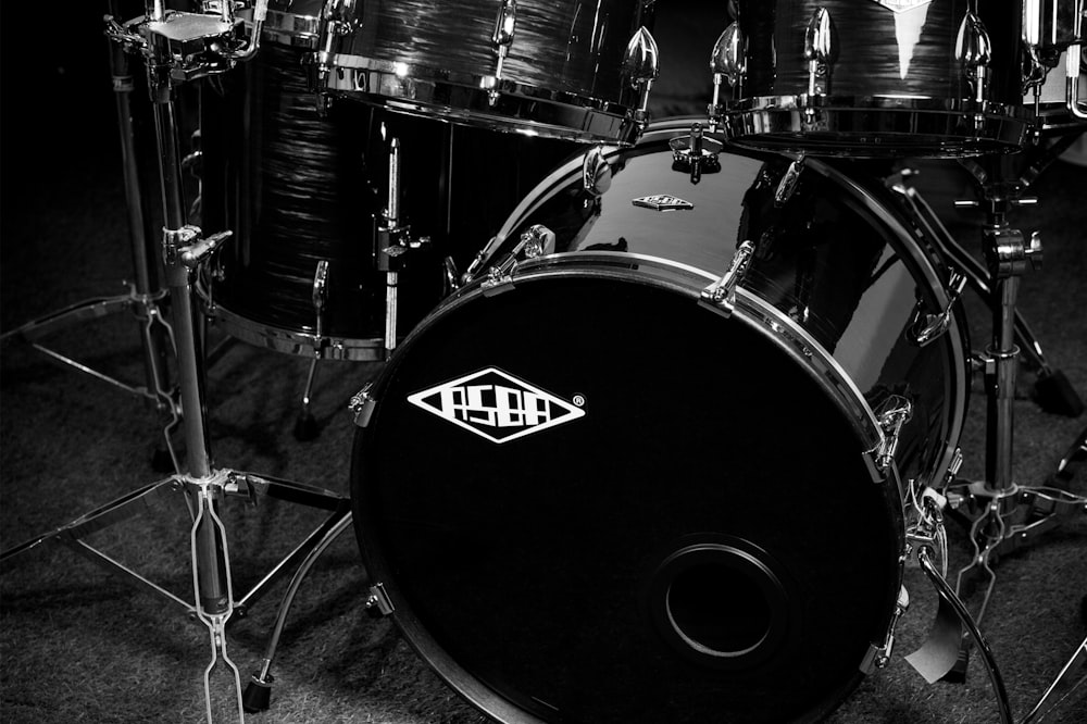 a black drum set