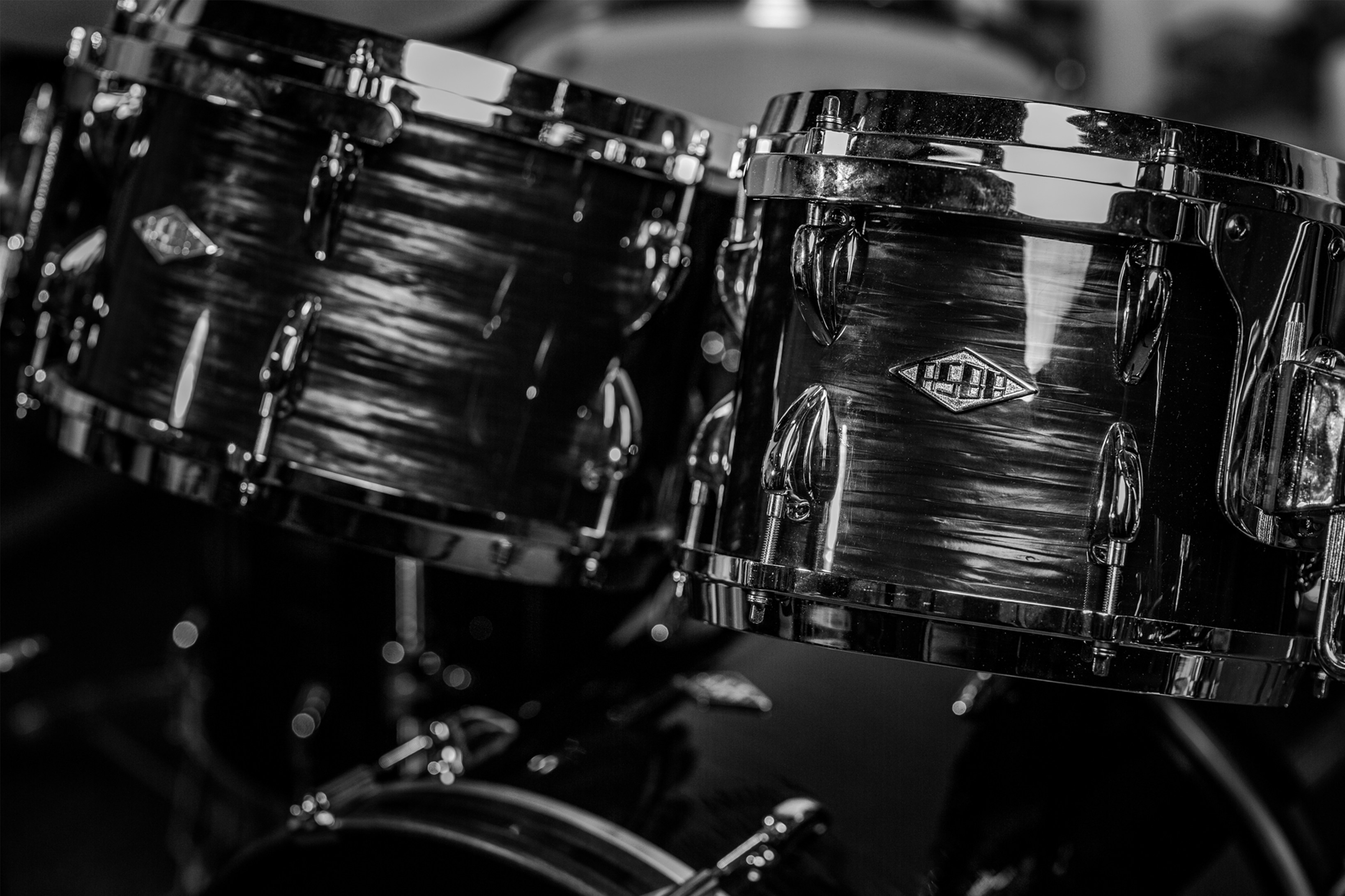 a drum set with a microphone