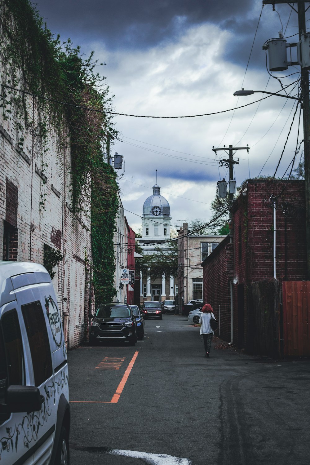 a person walking down a street