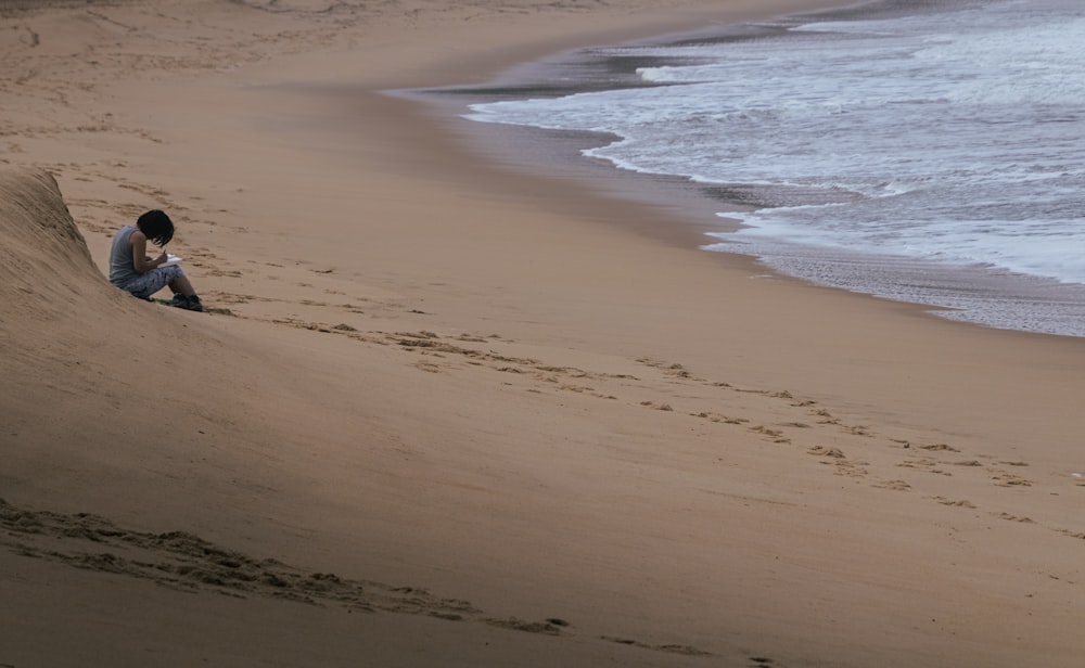 a person sitting on a beach