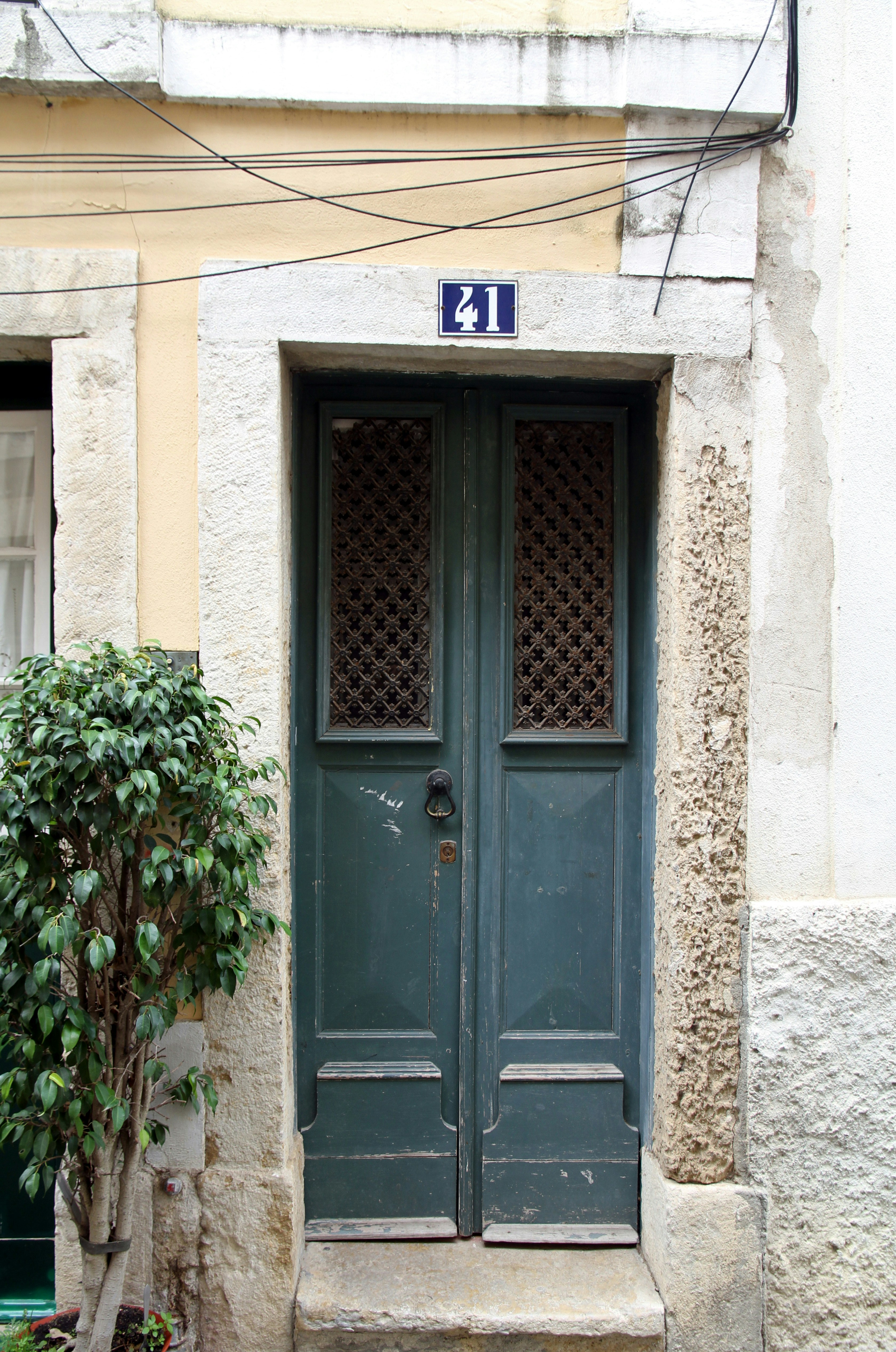 a green door on a building