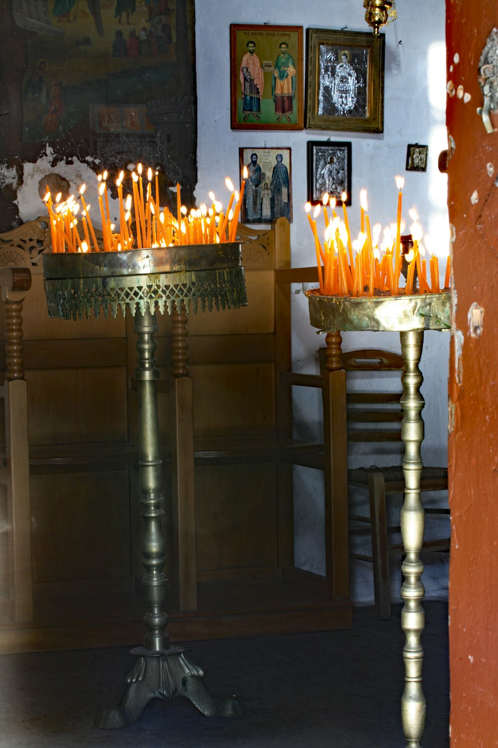 a group of candles on a table