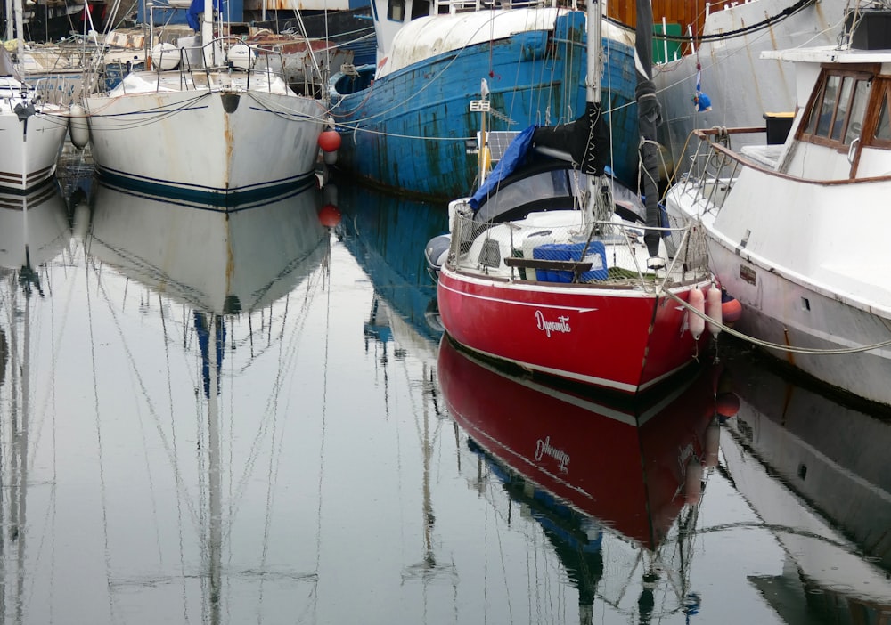 boats are parked in the water