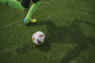 a football ball on the grass