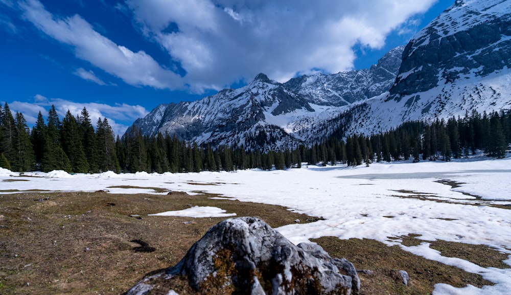 a snowy mountain landscape