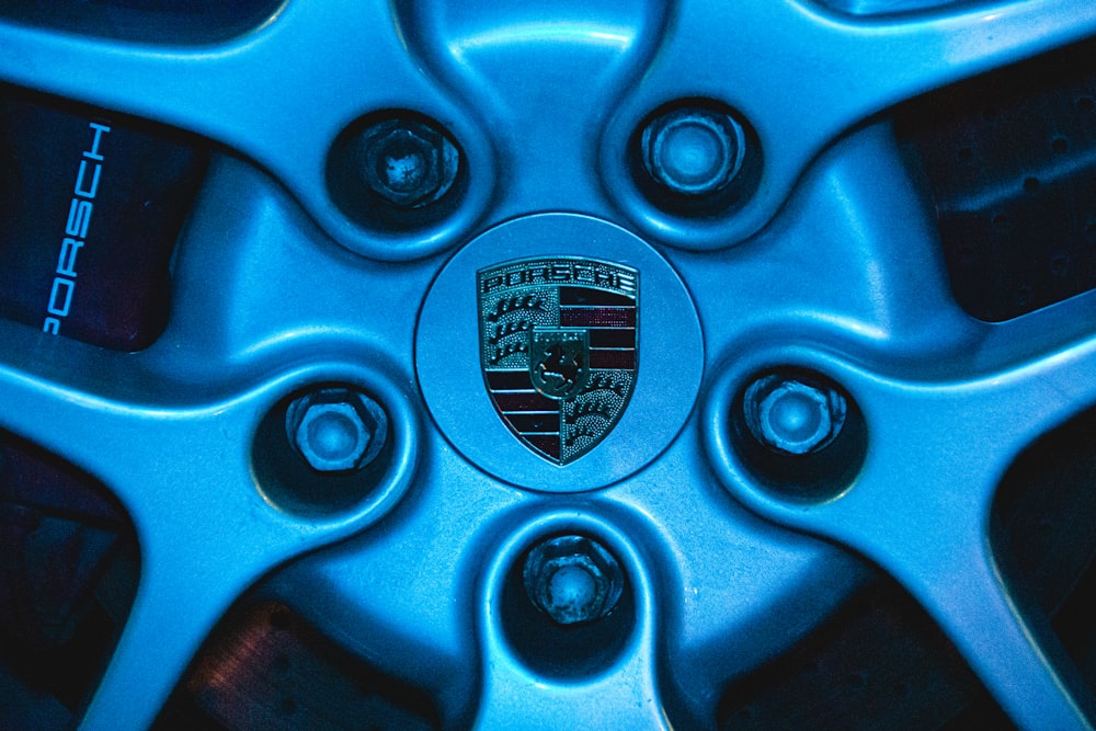 a close up of a car steering wheel