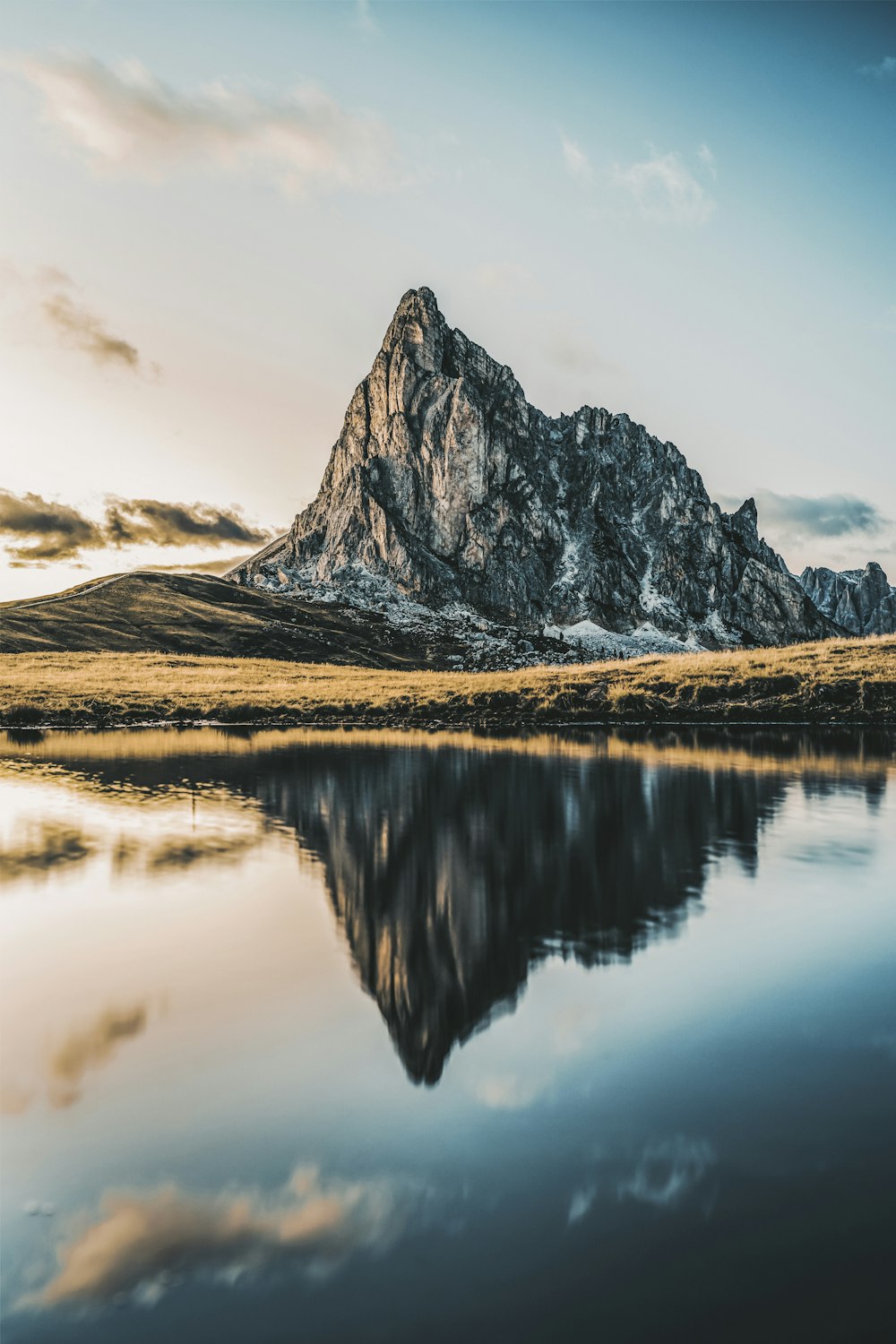 a mountain with snow