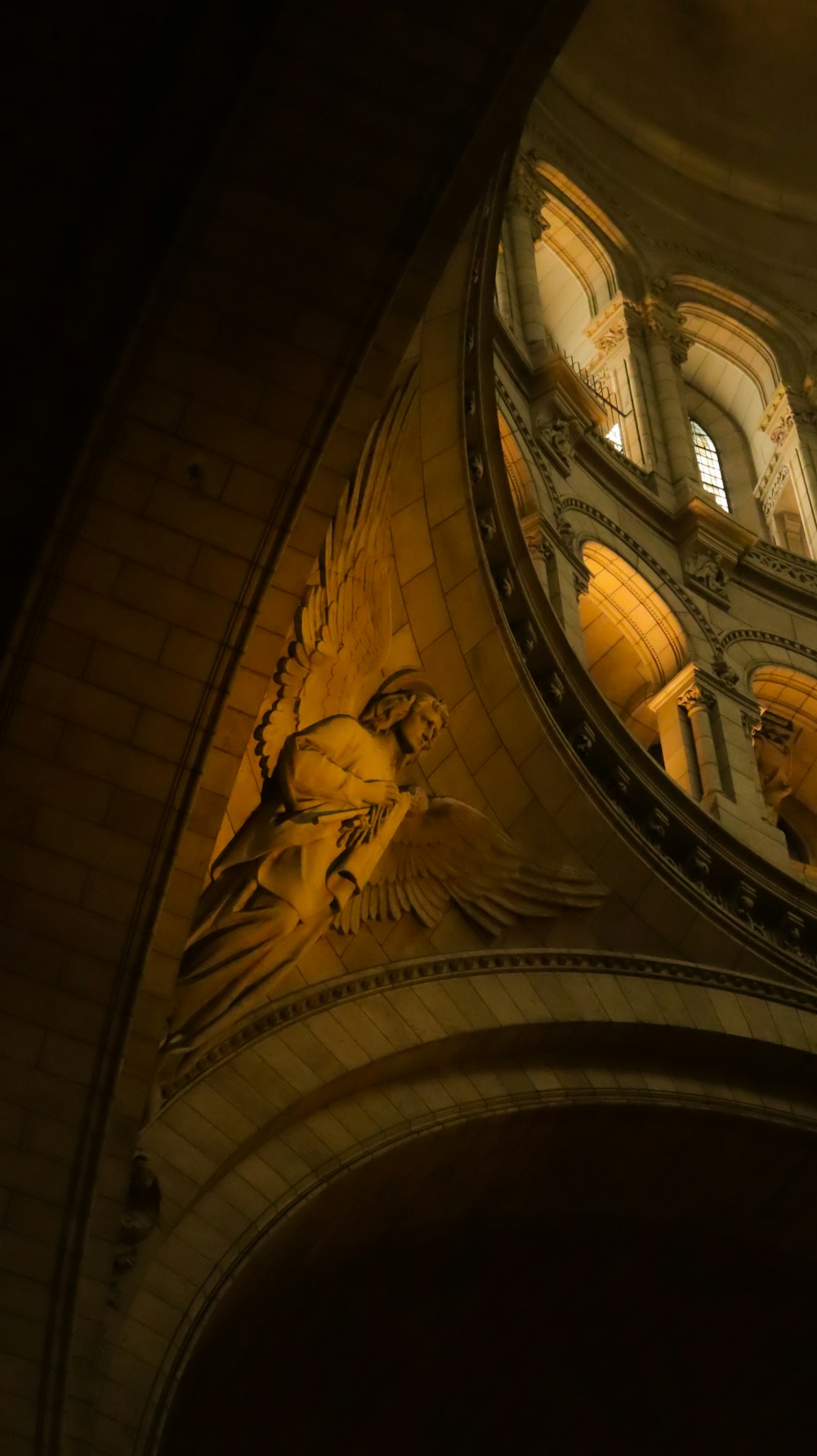 a statue in a building