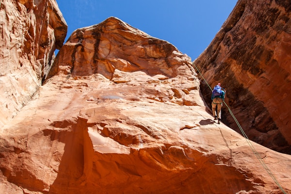 climbing a mountain