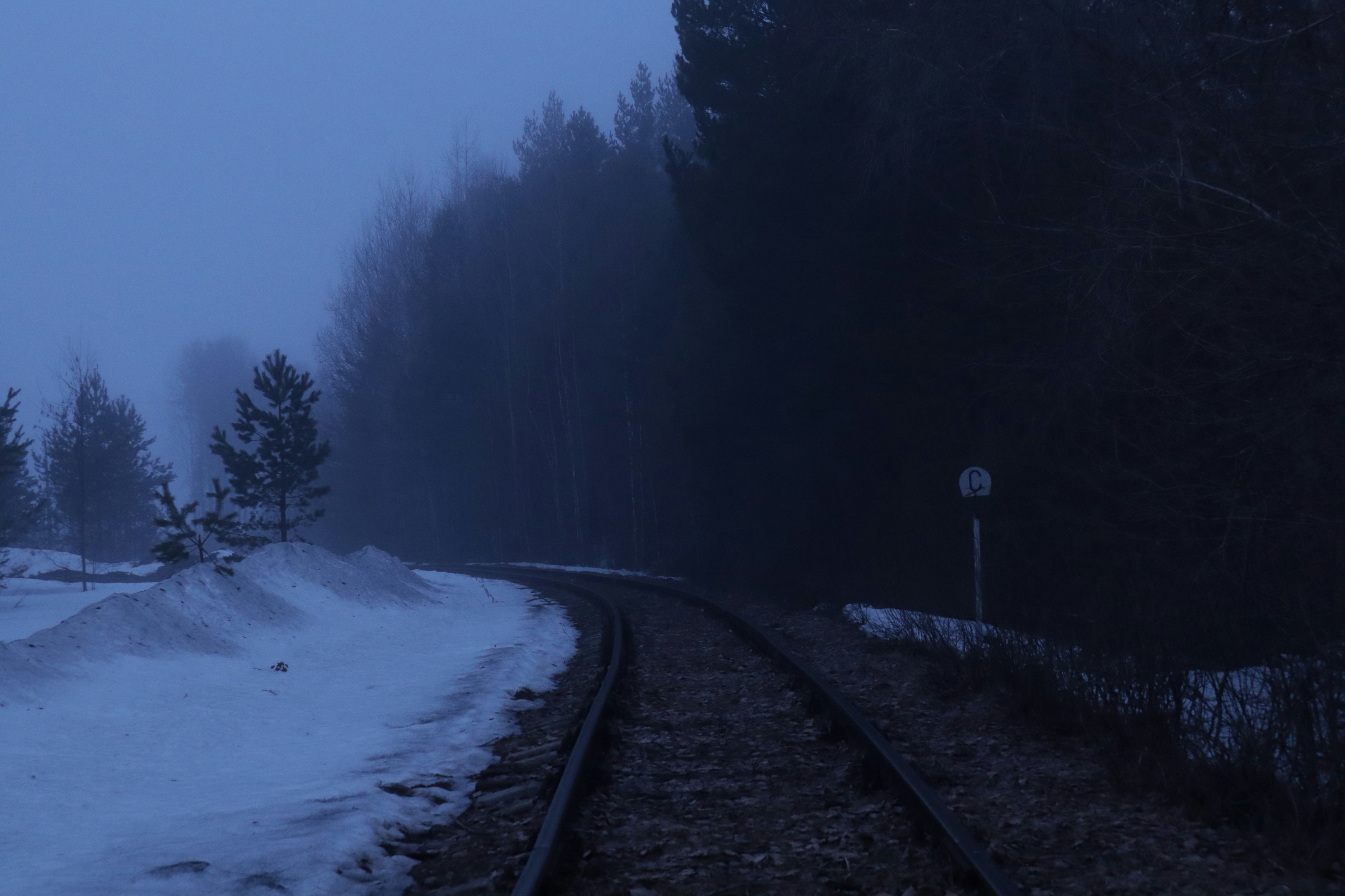 train tracks in the snow