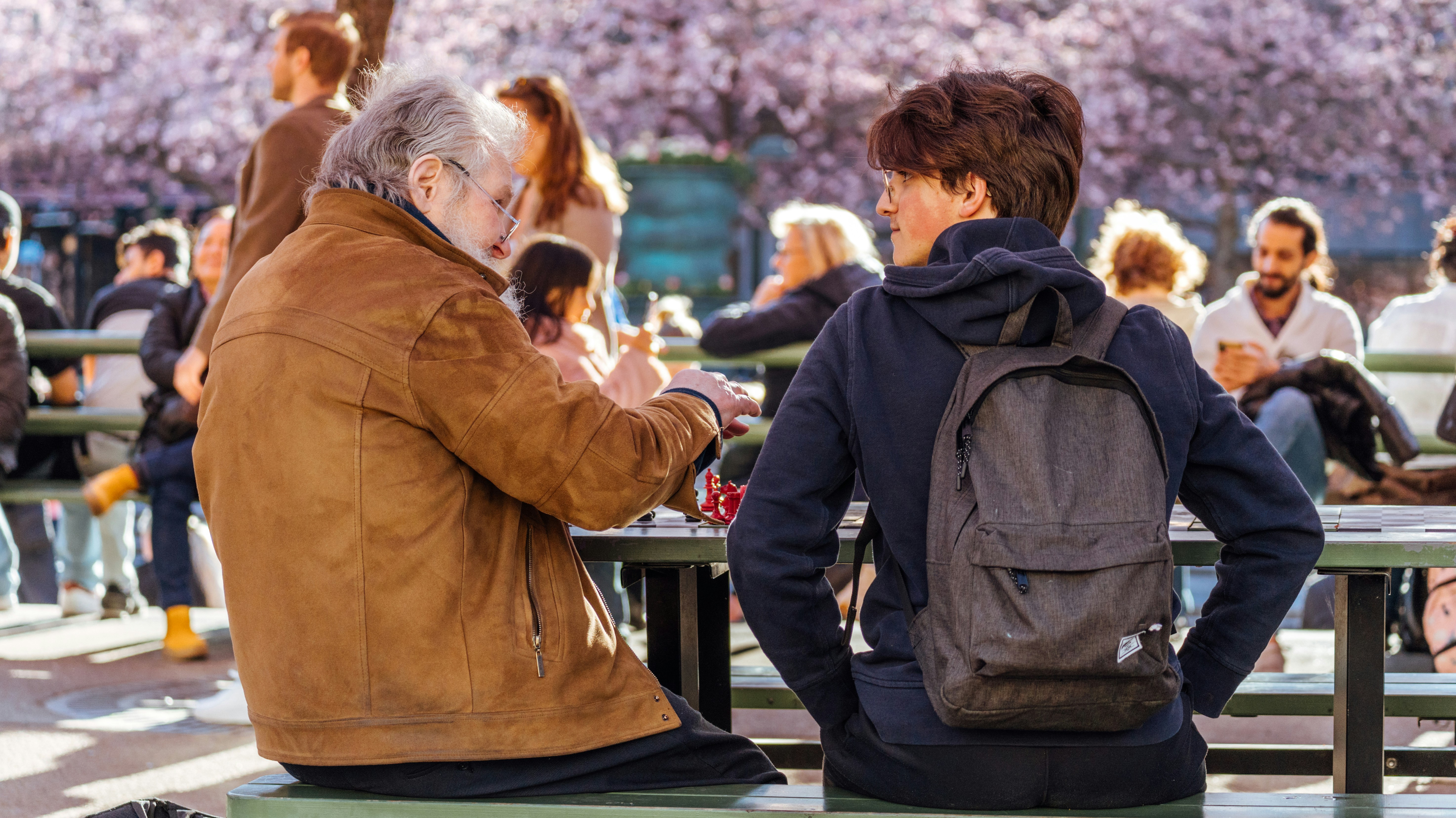 Two people chatting