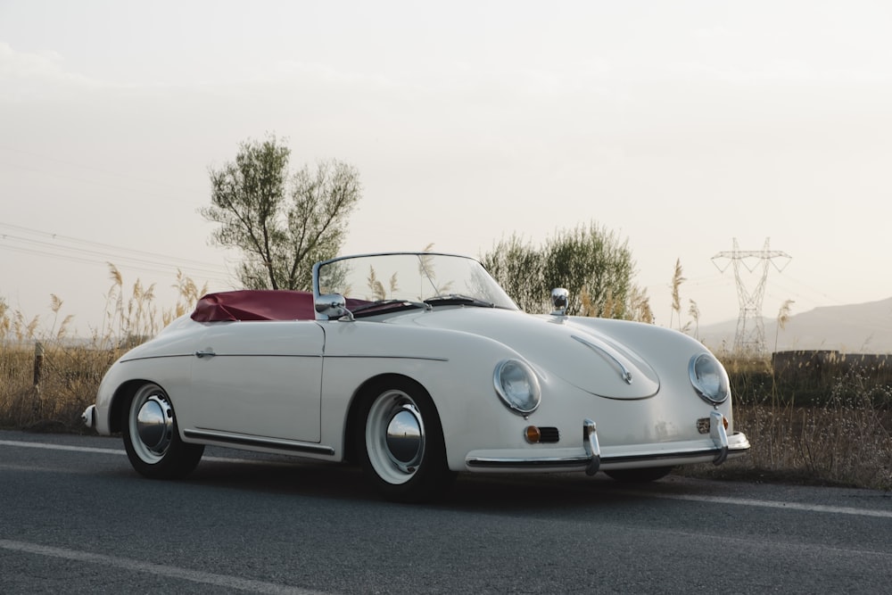 a white convertible car