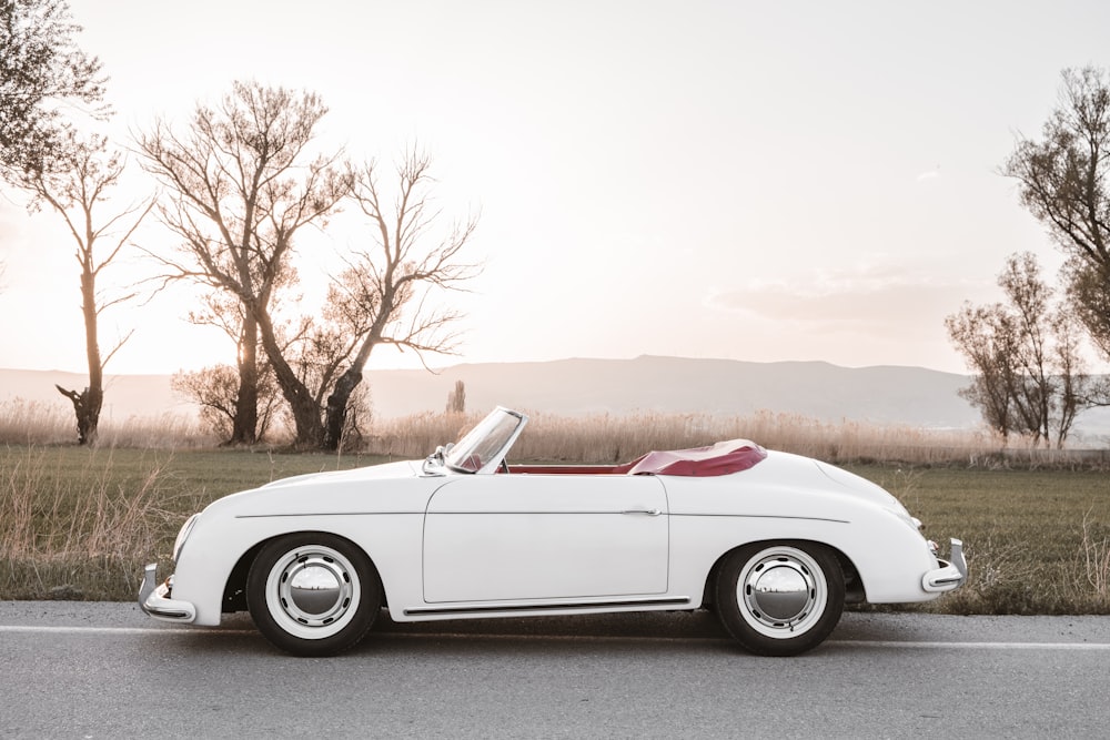 a white convertible car