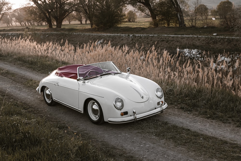 a white car on a road