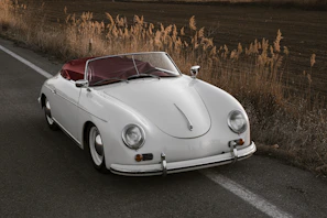 a white car on a road