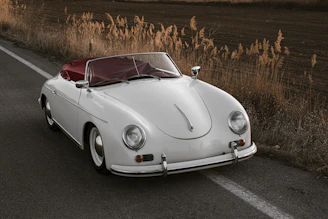 a white car on a road