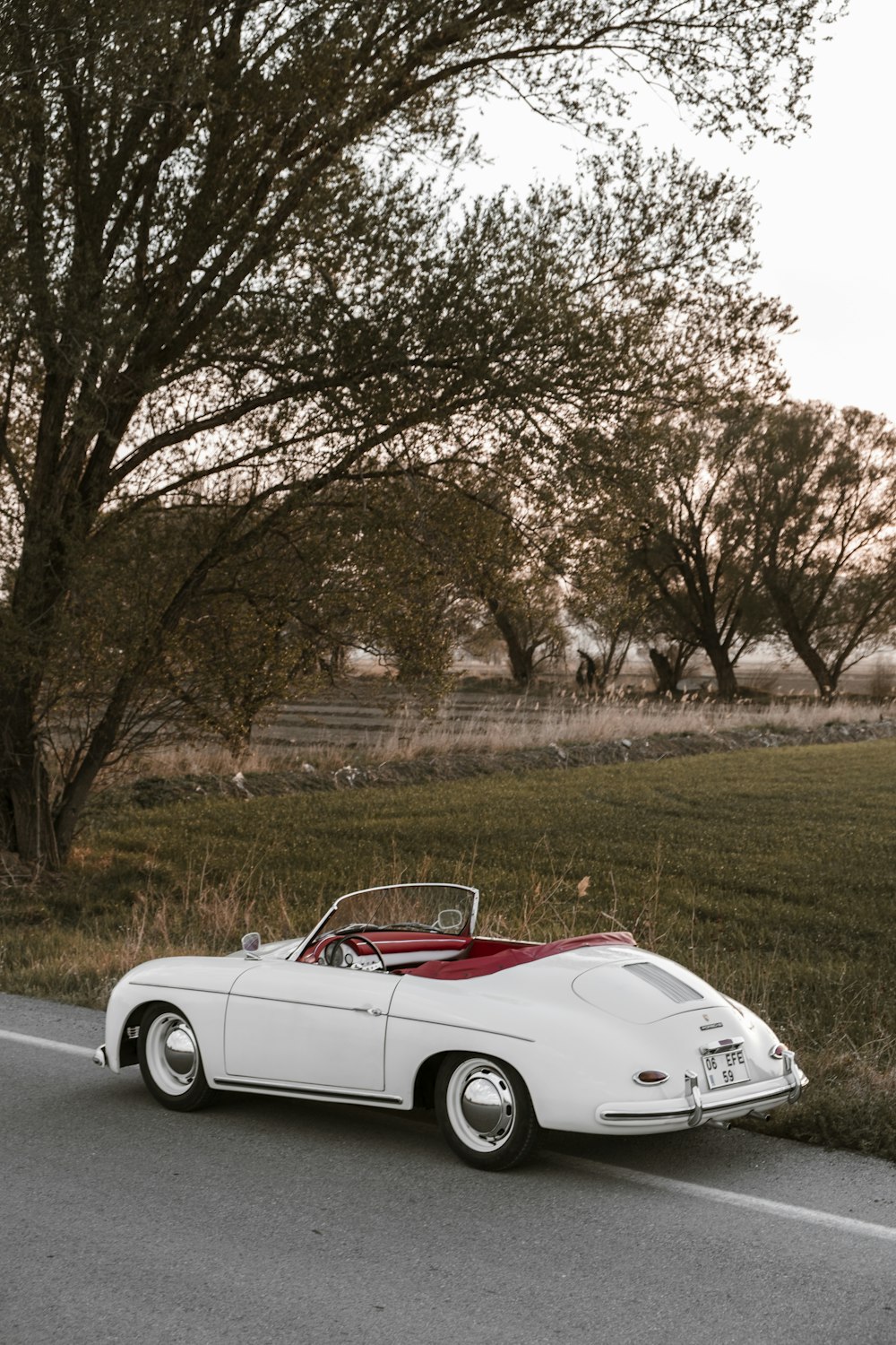 a white convertible car