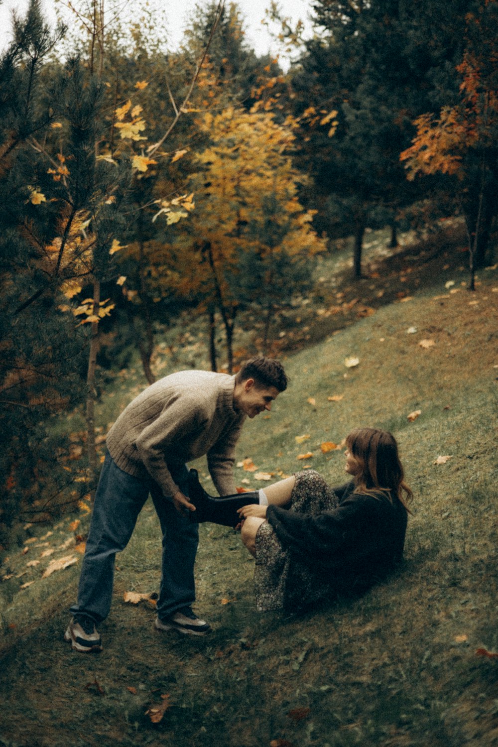 a man and woman kissing