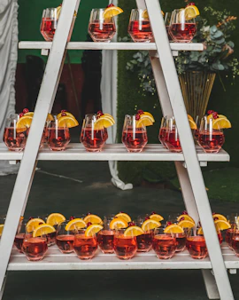 a group of glasses with flowers