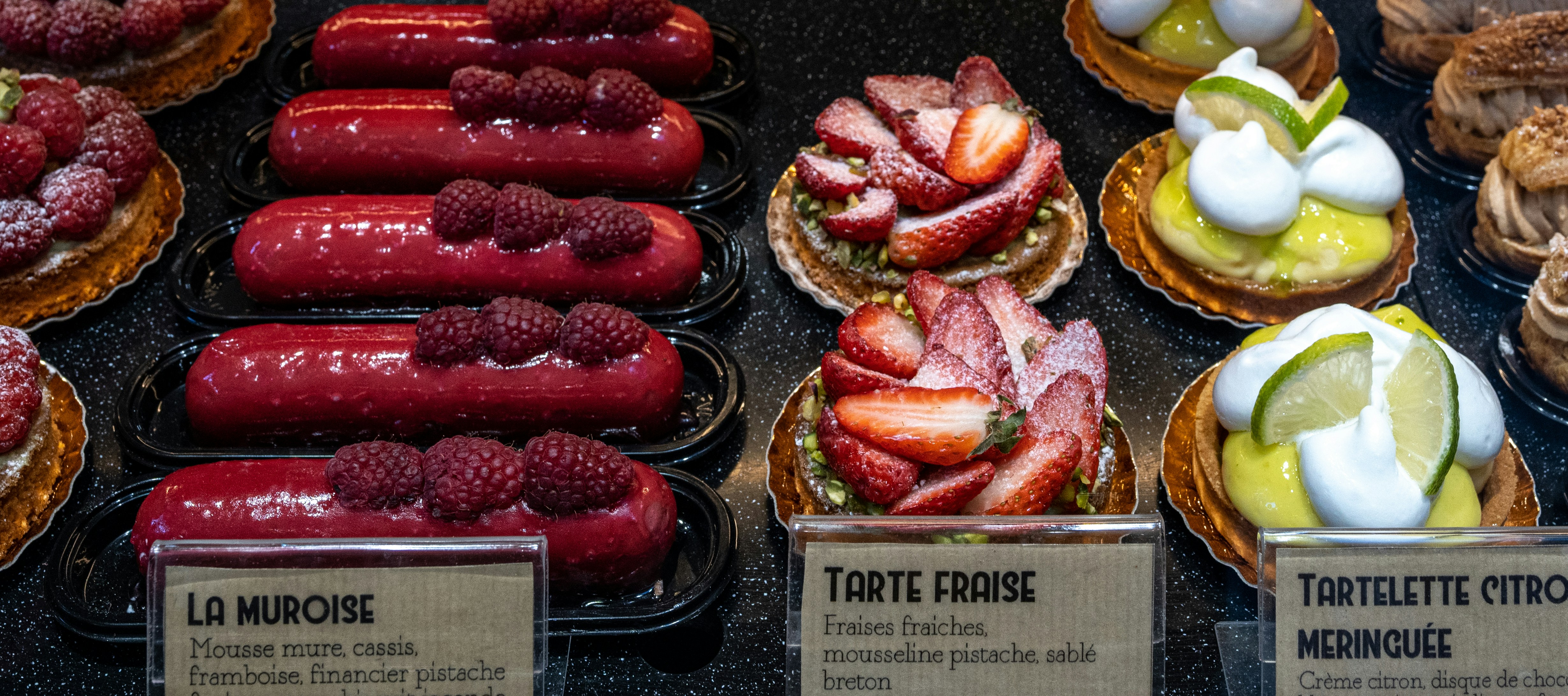 a variety of pastries on display