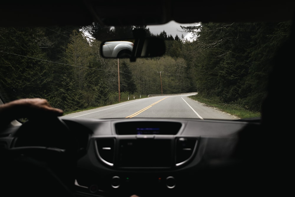 a car driving down a road