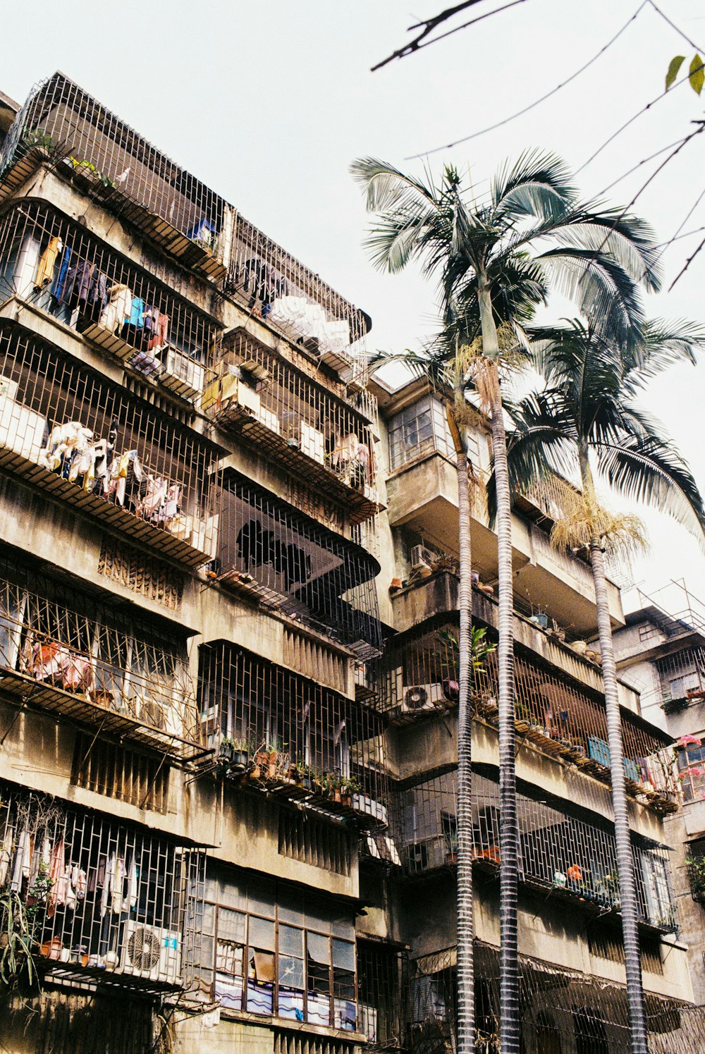 a building with a group of people on the roof