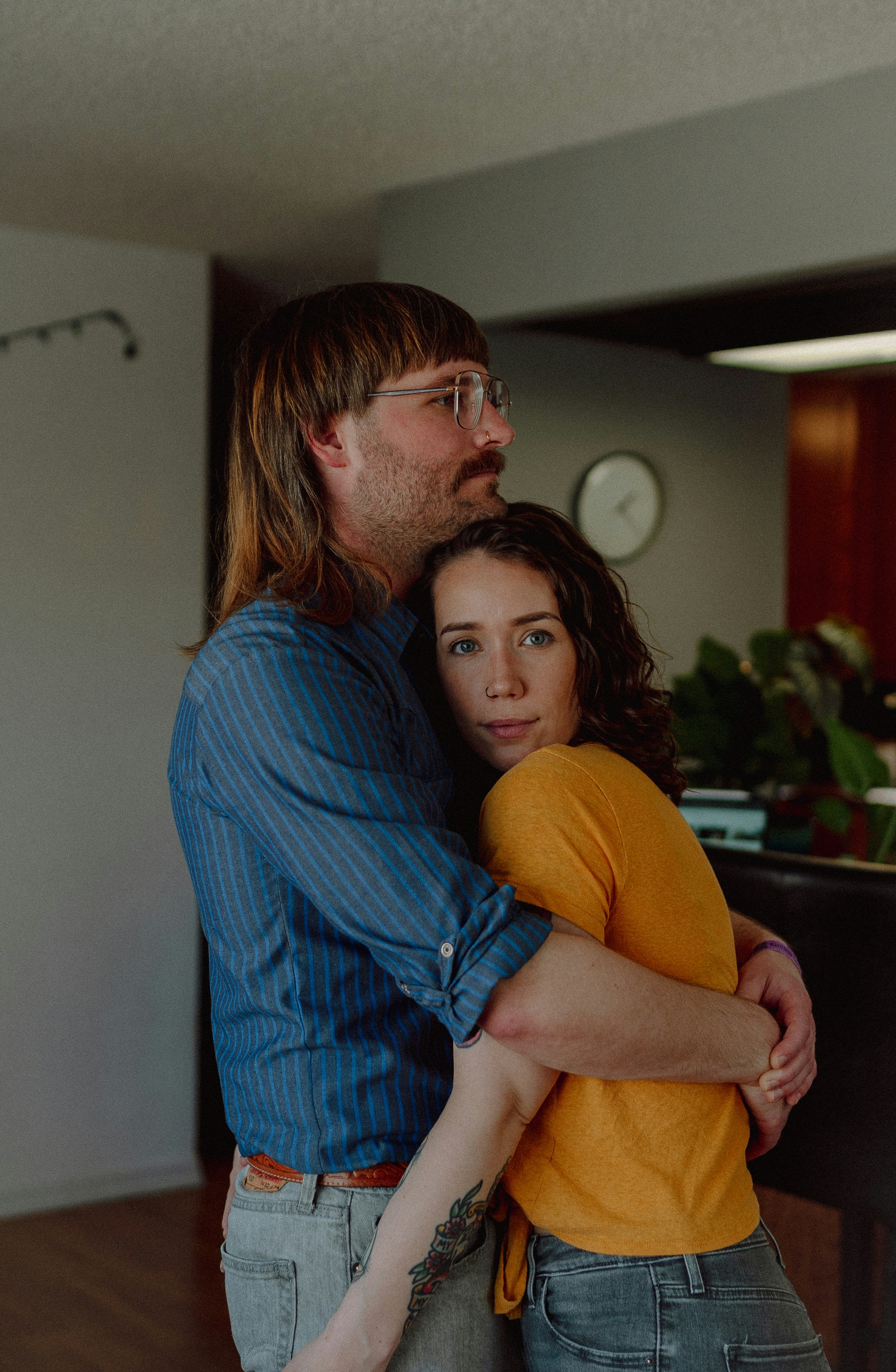 a man holding a woman